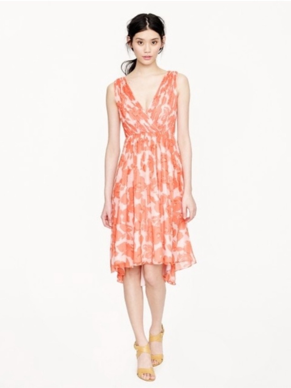 J.Crew Coral Frances Dress in Watercolor Floral Size 8